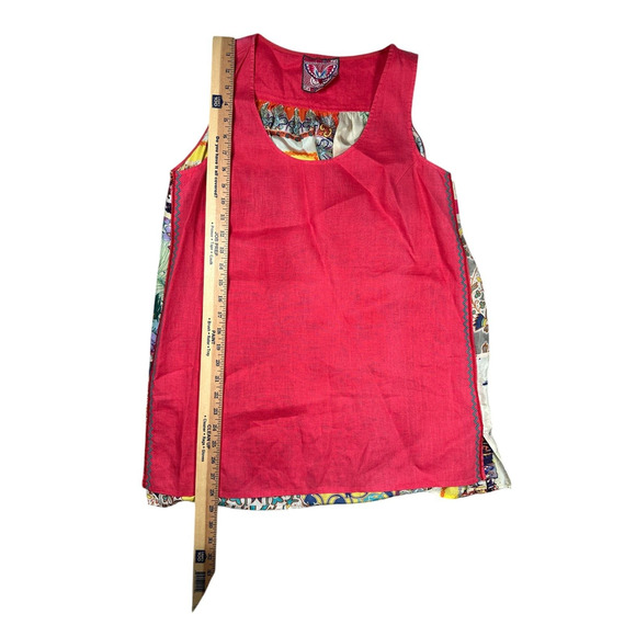 Johnny Was Patchwork Patterned Tank Top Size S Scarf Silk Linen Boho - Picture 6 of 8